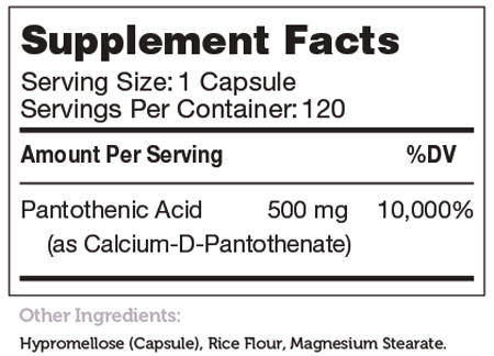 Pantothenic Acid 120 Capsules Zahler Supplement - Conners Clinic