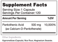 Thumbnail for Pantothenic Acid 120 Capsules Zahler Supplement - Conners Clinic