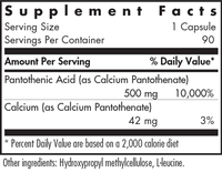 Thumbnail for Pantothenic Acid 90 Capsules Allergy Research Group - Conners Clinic