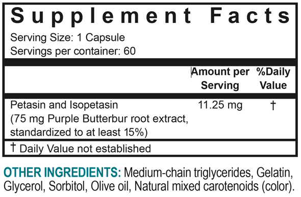 Petadolex 75 mg 60 Softgels Linpharma Supplement - Conners Clinic