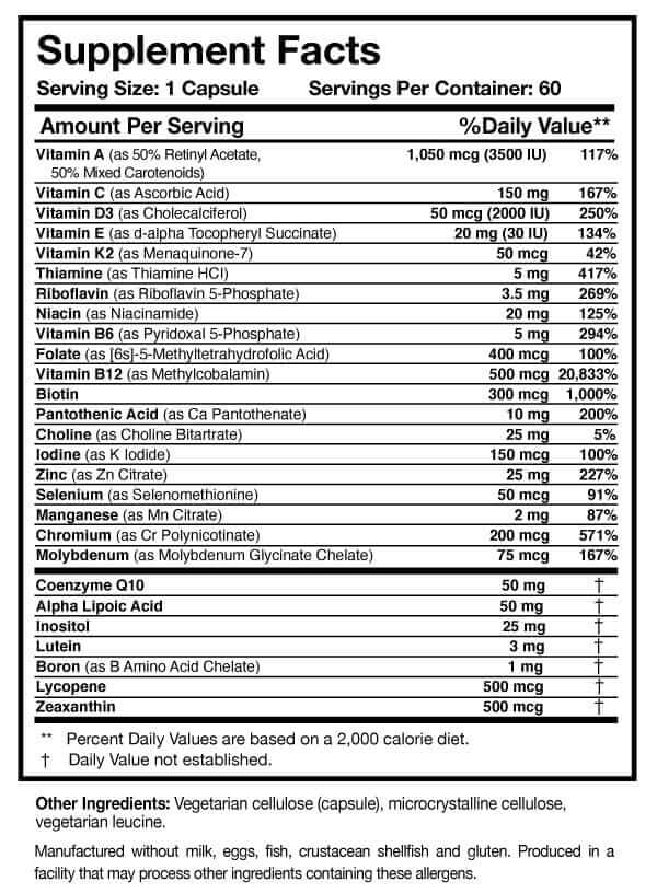 Physician’s Daily™ Multivitamin + D3 - 60 Capsules Researched Nutritionals Supplement - Conners Clinic