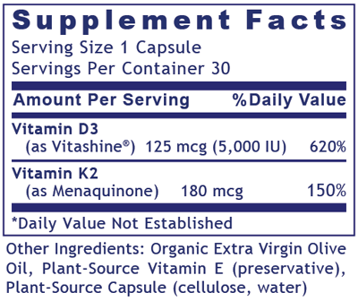 Premier Vitamin D3+K2 30 Capsules Premier Research Labs Supplement - Conners Clinic