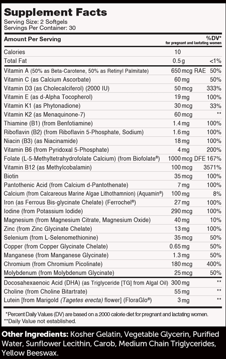 Prenatal+DHA 60 softgels Zahler Supplement - Conners Clinic