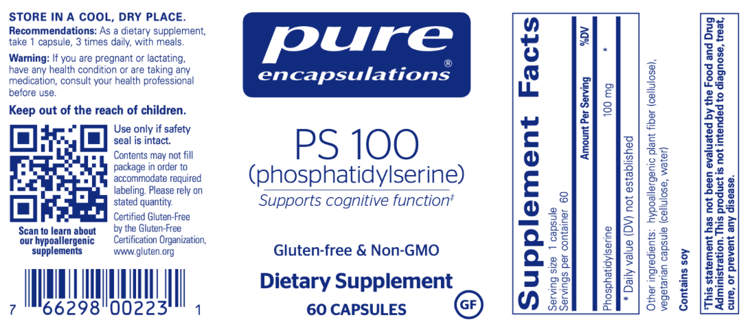 PS 100 100 mg 60 caps * Pure Encapsulations Supplement - Conners Clinic