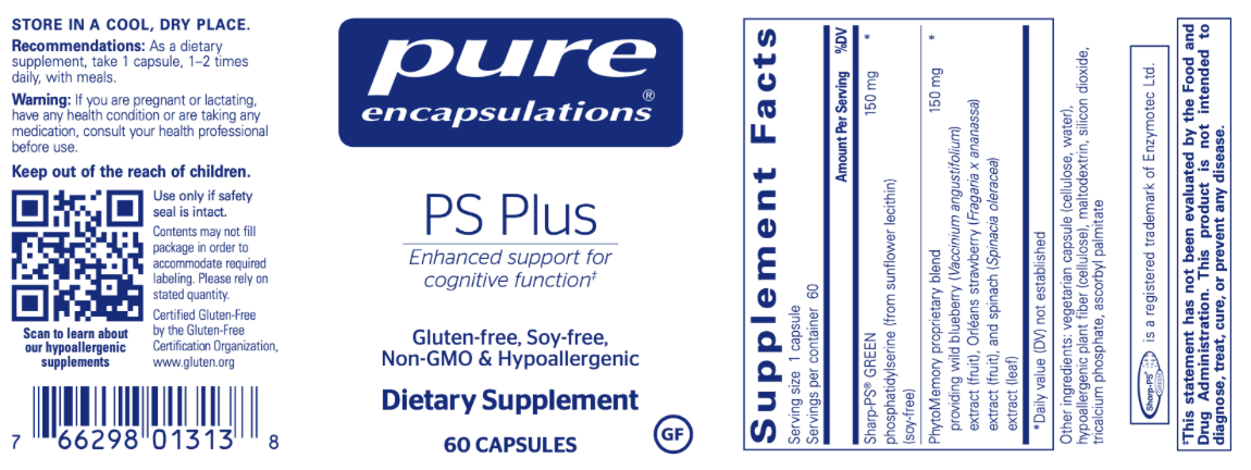 PS Plus 60 vegcaps * Pure Encapsulations Supplement - Conners Clinic