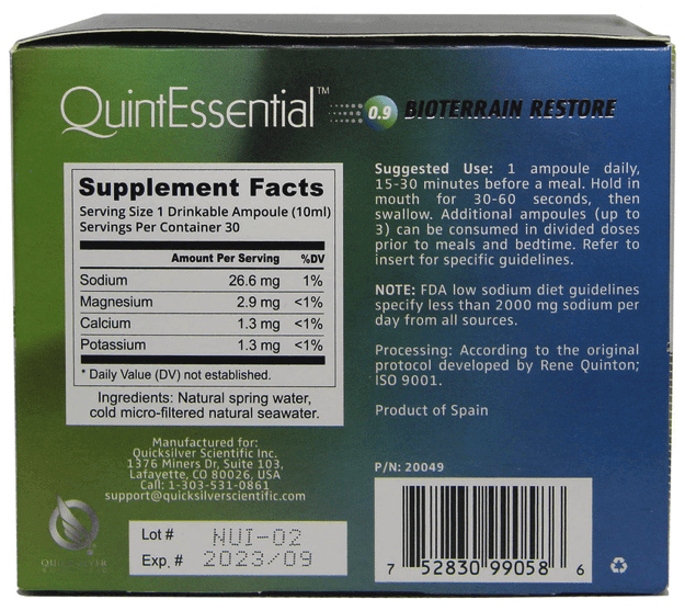 Quintessential 0.9 - 30 Ampoules Functional Genomic Nutrition Supplement - Conners Clinic