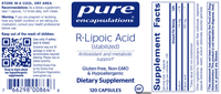 Thumbnail for R-Lipoic Acid (stabilized) 120 vcaps * Pure Encapsulations Supplement - Conners Clinic