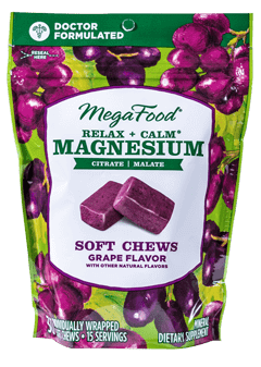 Relax + Calm Magnesium Grape Flavor 30 Soft Chews Megafood Supplement - Conners Clinic