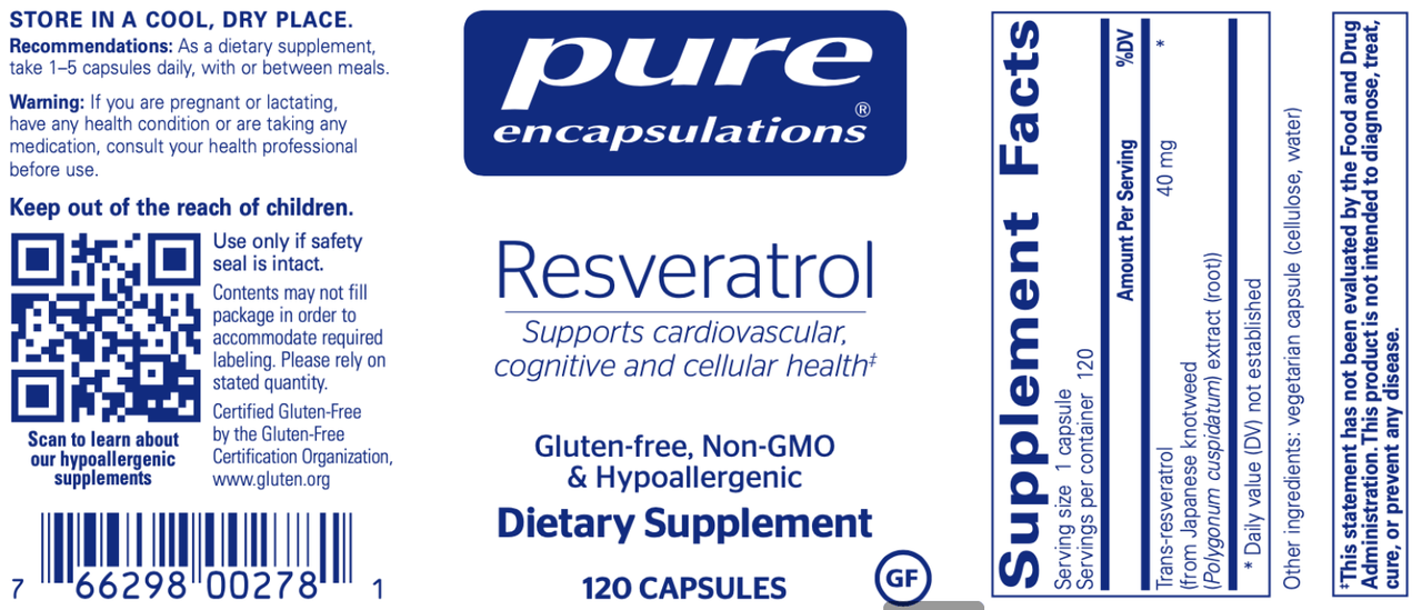 Resveratrol 120 vegcaps * Pure Encapsulations Supplement - Conners Clinic