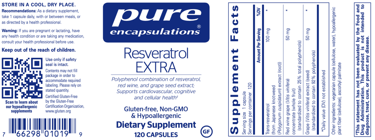 Resveratrol EXTRA 120 caps * Pure Encapsulations Supplement - Conners Clinic