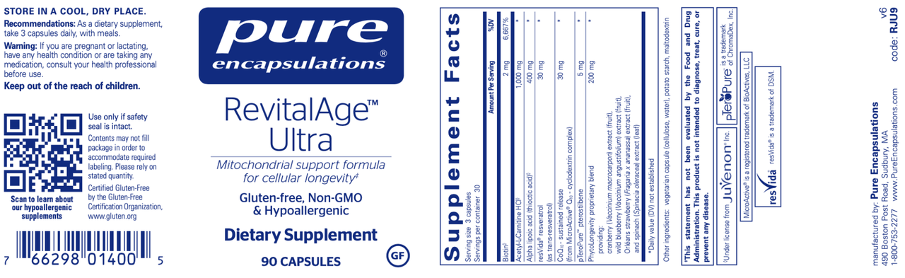 RevitalAge Ultra 90 caps * Pure Encapsulations Supplement - Conners Clinic