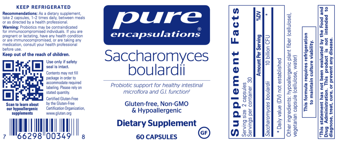 Saccharomyces boulardii 60 vcaps * Pure Encapsulations Supplement - Conners Clinic