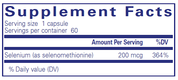 Selenium 200 mcg 60 vcaps * Pure Encapsulations Supplement - Conners Clinic