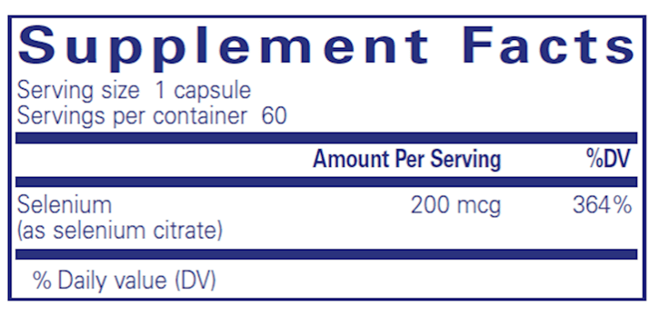 Selenium (citrate) 200 mcg 60 vcaps * Pure Encapsulations Supplement - Conners Clinic