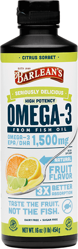 Seriously Delicious High Potency Omega-3 Citrus Sorbet 16 oz Barlean’s Supplement - Conners Clinic