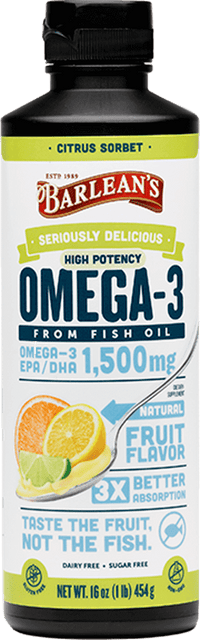 Thumbnail for Seriously Delicious High Potency Omega-3 Citrus Sorbet 16 oz Barlean’s Supplement - Conners Clinic