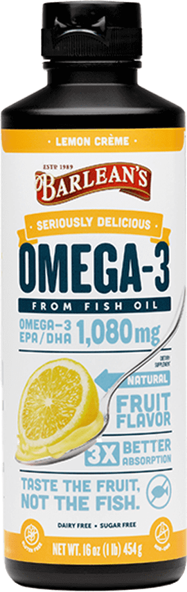 Seriously Delicious Omega-3 Fish Oil Lemon Creme 16 oz Barlean’s Supplement - Conners Clinic