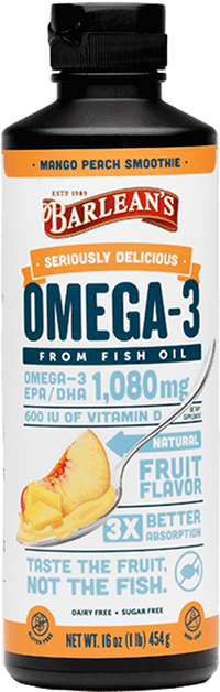 Thumbnail for Seriously Delicious Omega-3 Mango Peach Smoothie 16 oz Barlean’s Supplement - Conners Clinic