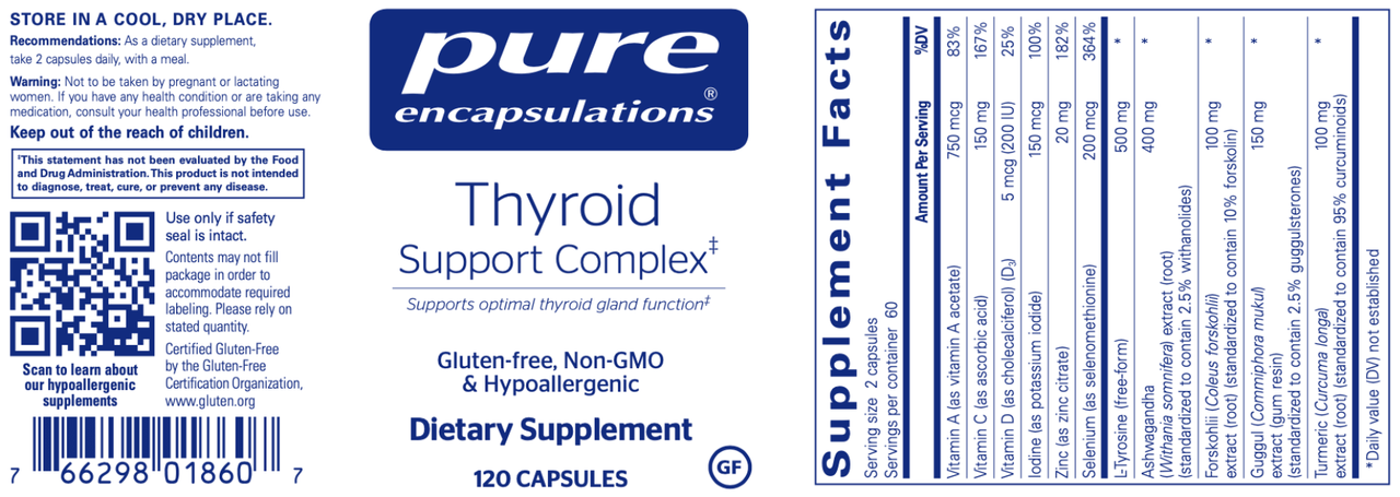 Thyroid Support Complex 120 caps * Pure Encapsulations Supplement - Conners Clinic