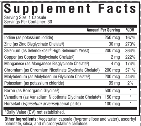 Trace Minerals Complex 30 Capsules Seeking Health Supplement - Conners Clinic