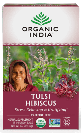 Tulsi Hibiscus 18 Bags Organic India Supplement - Conners Clinic