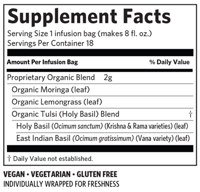 Tulsi Moringa 18 Bags Organic India Supplement - Conners Clinic