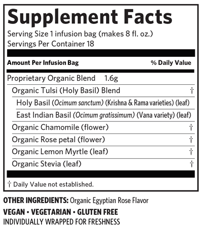 Tulsi Sweet Rose 18 Bags Organic India Supplement - Conners Clinic