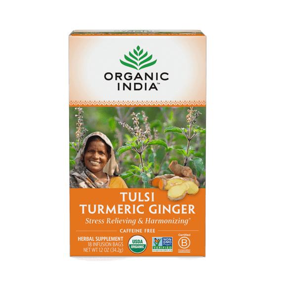 Tulsi Turmeric Ginger 18 Bags Organic India Supplement - Conners Clinic