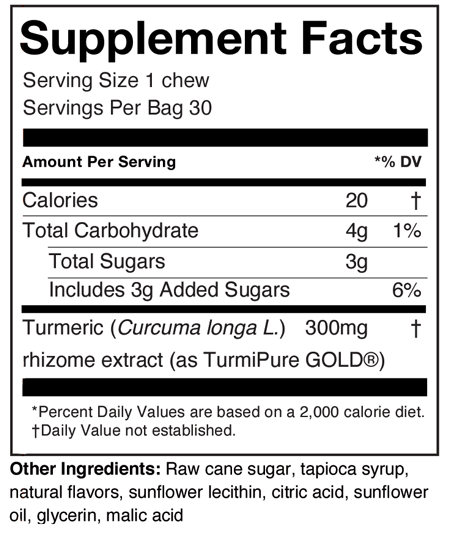 Turmeric Chews Orange Citrus 30 Chews HumanN Supplement - Conners Clinic