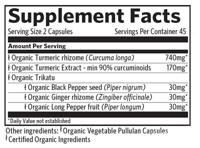 Turmeric Formula 90 Capsules Organic India Supplement - Conners Clinic