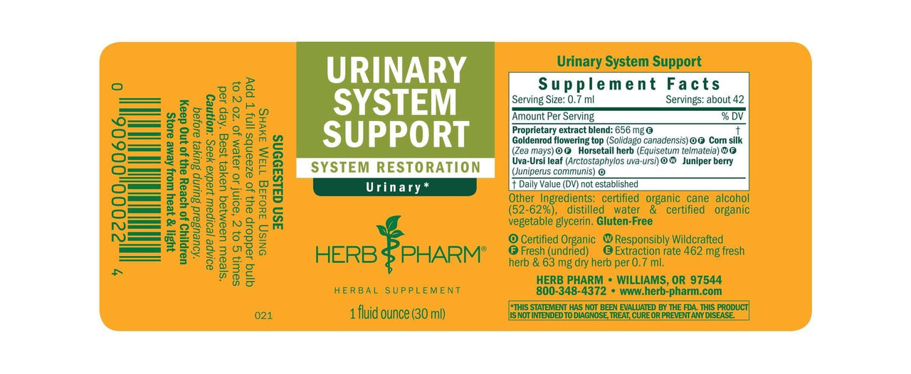 Urinary System Support - 1 oz dropper Herb Pharm Supplement - Conners Clinic
