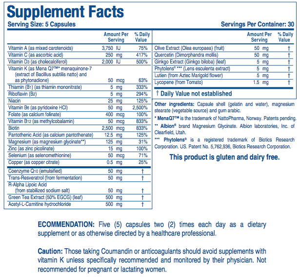 VasculoSirt - 300 Capsules Biotics Research Supplement - Conners Clinic