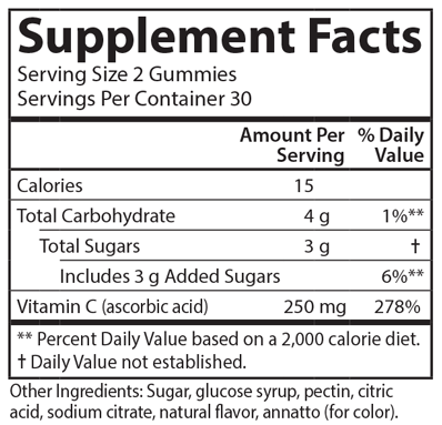 Vitamin C Gummies 60 Gummies Carlson Labs Supplement - Conners Clinic
