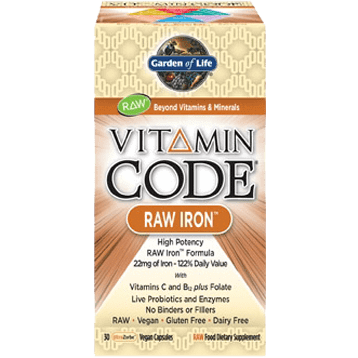 Vitamin Code Raw Iron 30vcaps * Garden of Life Supplement - Conners Clinic