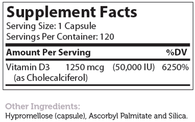 Vitamin D3 120 Capsules Zahler Supplement - Conners Clinic