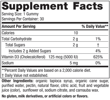Vitamin D3 5000 Gummies 30 Gummies Nordic Naturals Supplement - Conners Clinic