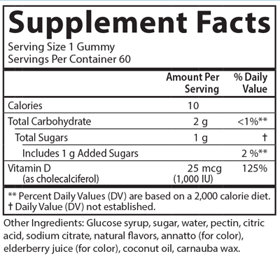 Vitamin D3 Gummies 60 Gummies Carlson Labs Supplement - Conners Clinic