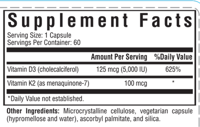 Vitamin D3 + K2 60 Capsules Seeking Health Supplement - Conners Clinic