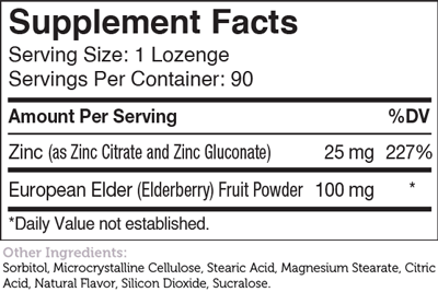 Zinc Lozenges Elderberry Flavor 90 Lozenges Zahler Supplement - Conners Clinic